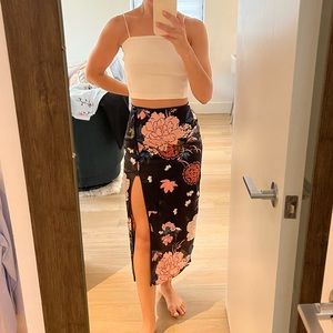 Floral Black Midi Skirt